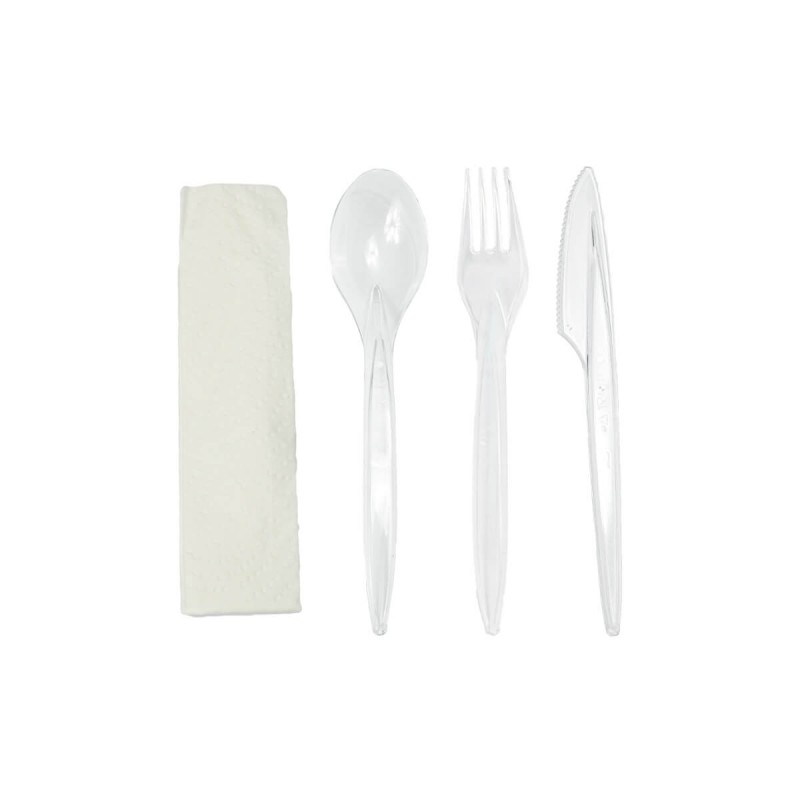 Konf.serwetka+widelec+nóż+łyżka PREMIUM transp'250