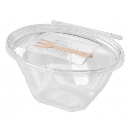 Pojemnik rPET 750ml z plombą+drew. widelec '200