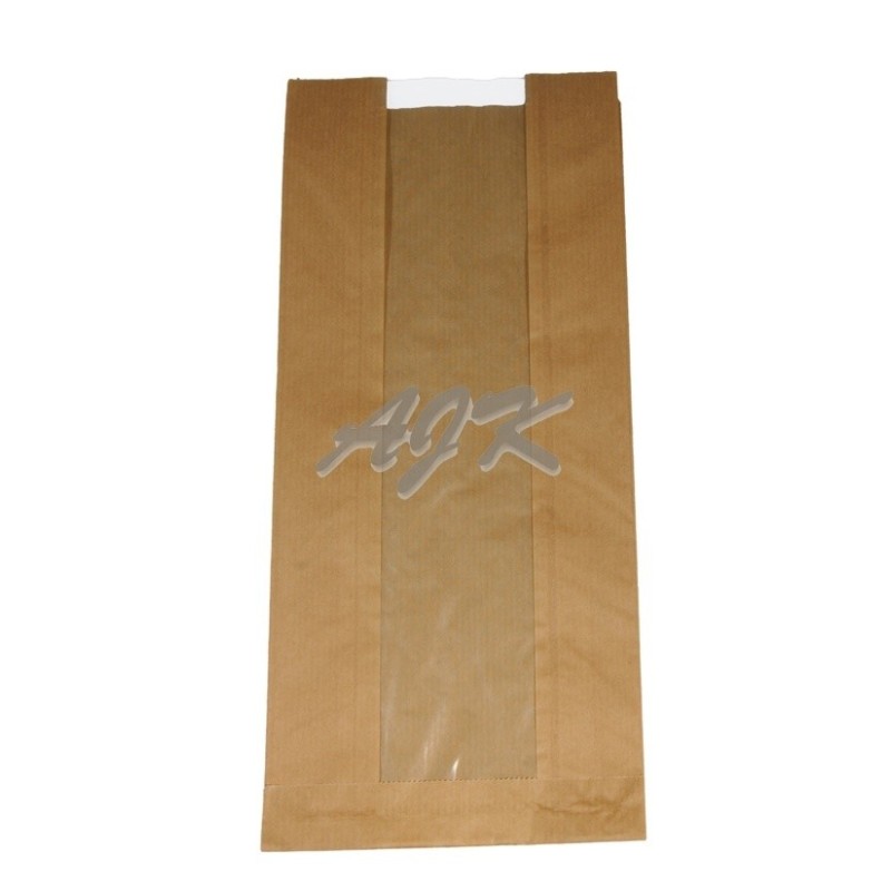 Torba papierowa szara z okienkiem 280x150(70PPmm)x90mm '250