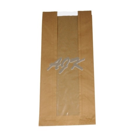 Torba papierowa szara z okienkiem 280x150(70PPmm)x90mm '250