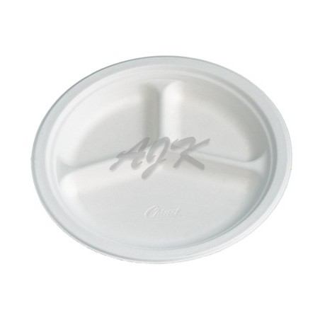 Talerz biały bodegradowalny 26cm trójdzielny \'50