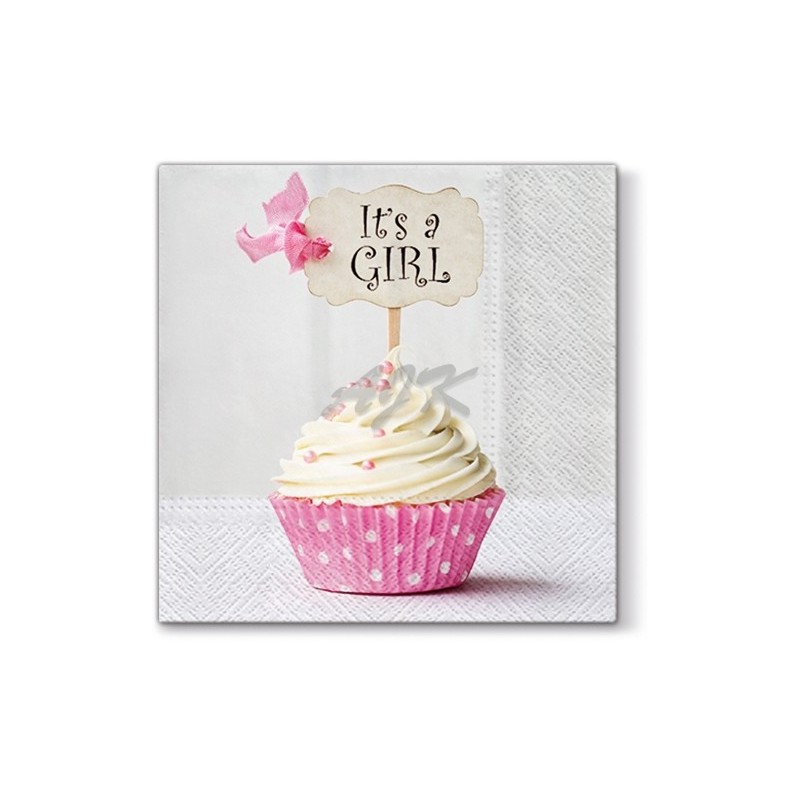 PAW Serwetka Lunch Pink Cupcake składana 1/4 33x33cm 3-w \'20